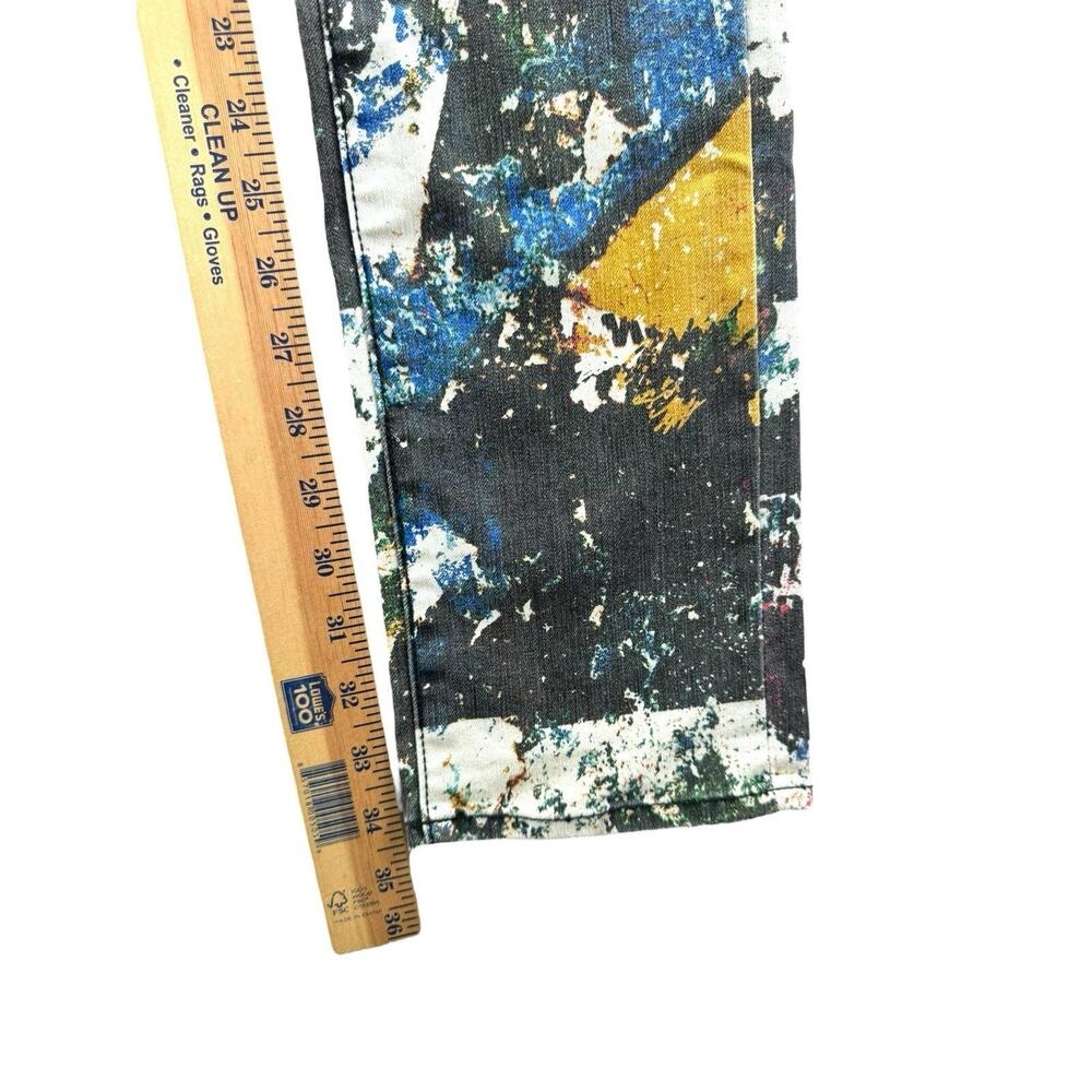 Tory Burch Abstract Paint-Splatter Skinny Jeans in Yellow, Blue & Black - Picture 5 of 11